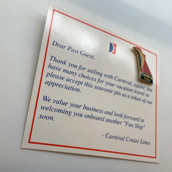 Vintage Carnival Cruise Lines Carnival Valor Collectible Lapel Pin and Card - Picture 3 of 7